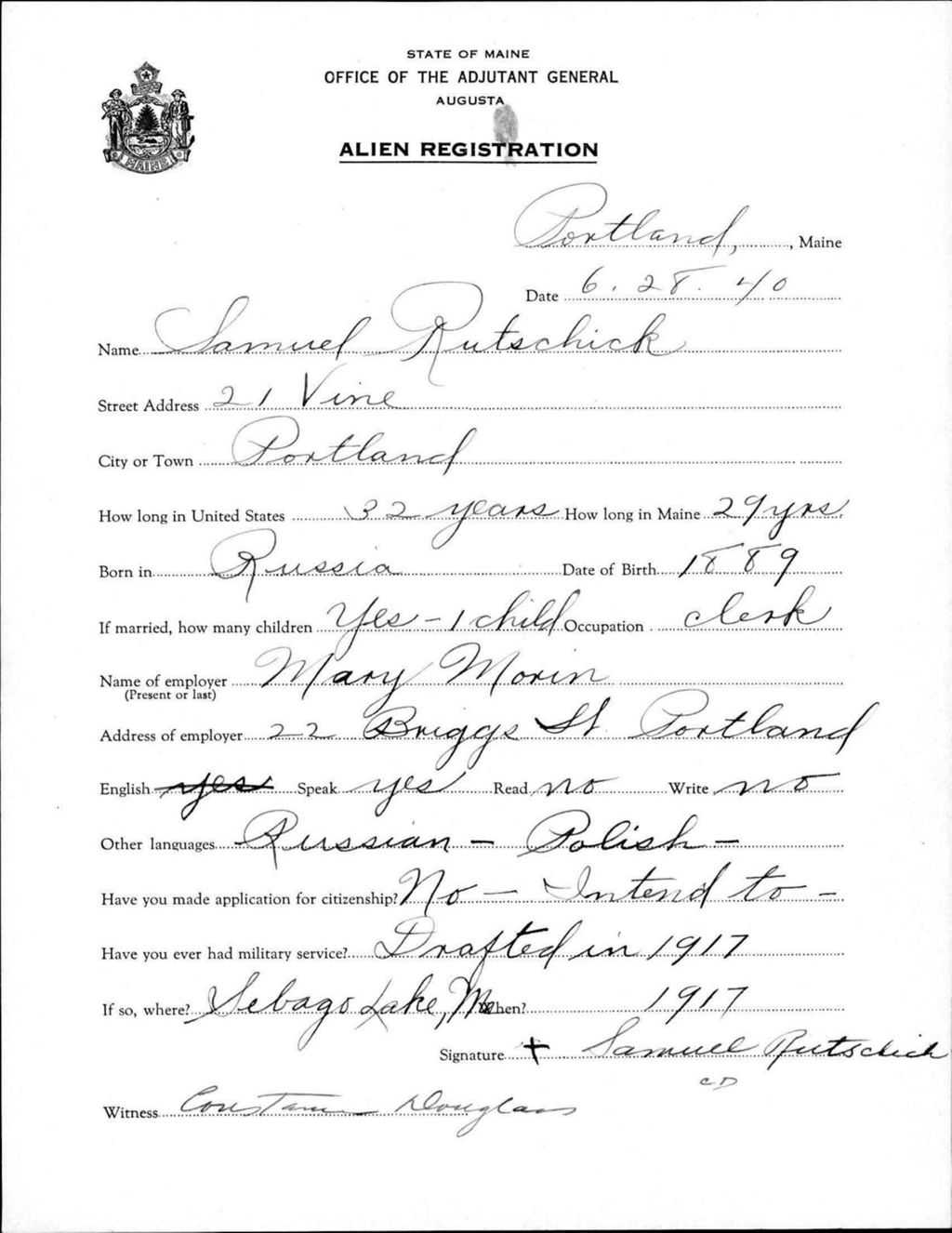 Miniature of Alien Registration- Rutschick, Samuel (Portland, Cumberland County)