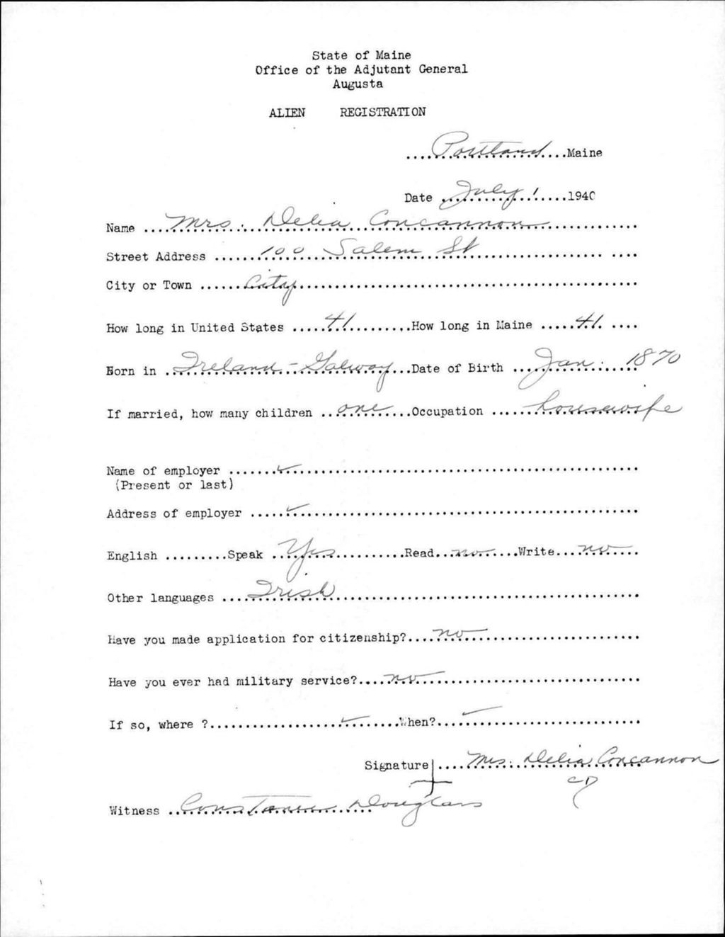 Miniature of Alien Registration- Concannon, Delia (Portland, Cumberland County)