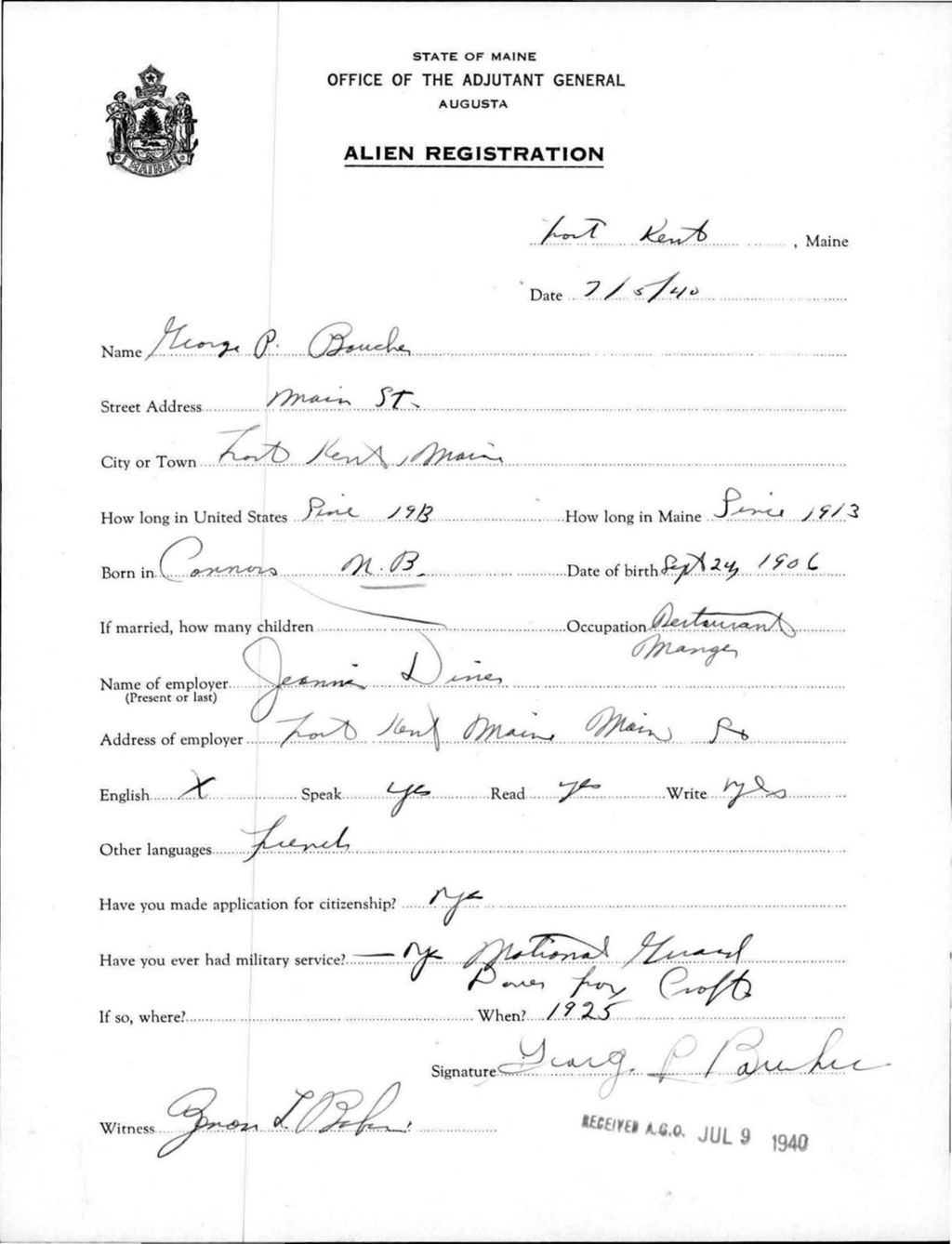 Alien Registration- Boucher, George P. (Fort Kent, Aroostook County)