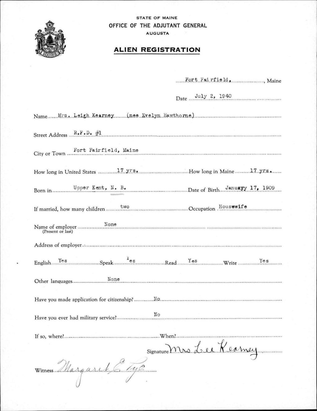 Alien Registration- Hawthorne, Evelyn (Fort Fairfield, Aroostook County)