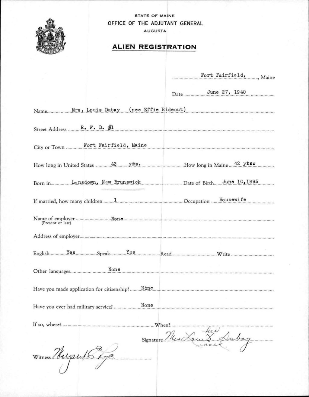 Alien Registration- Rideout, Effie (Fort Fairfield, Aroostook County)