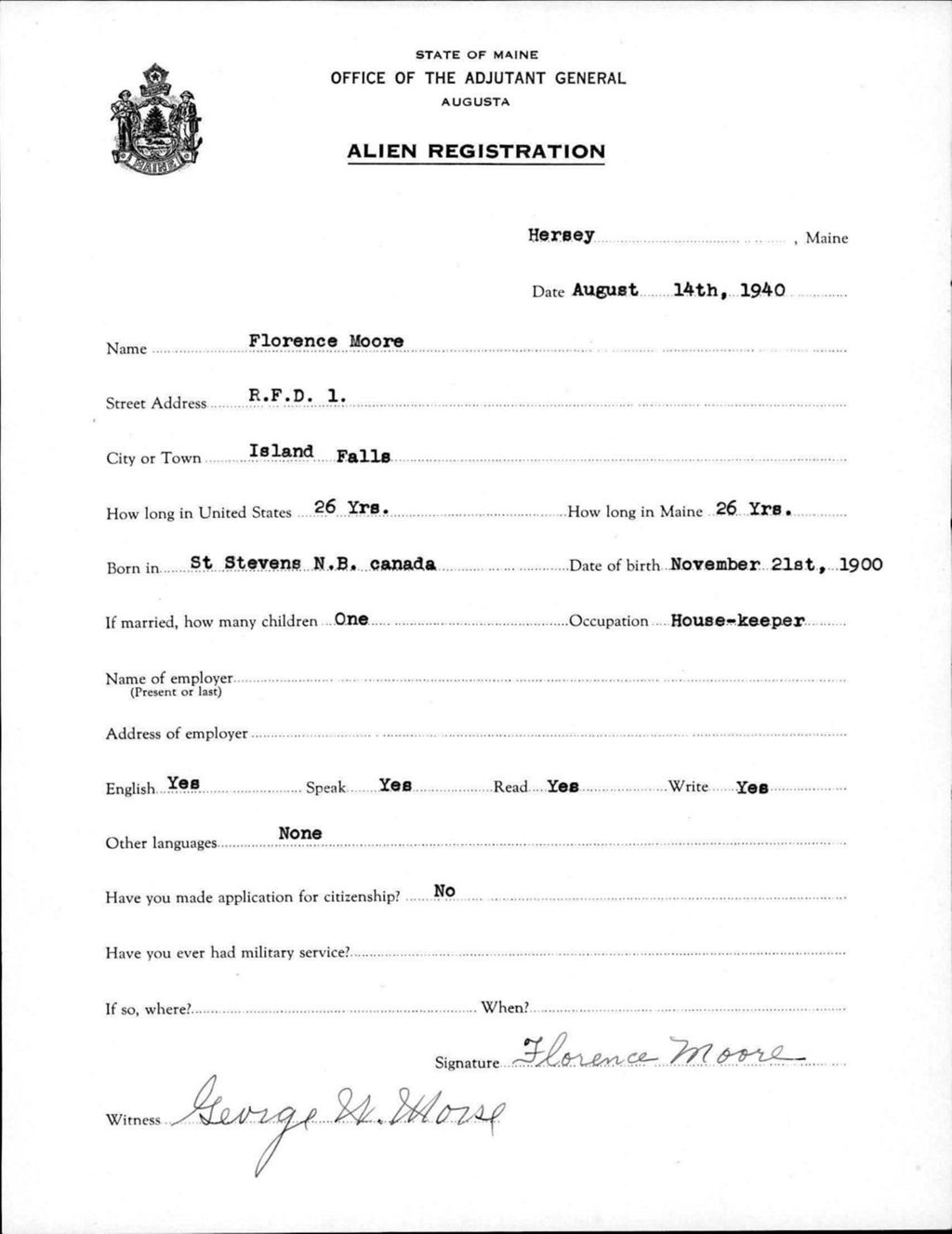 Alien Registration- Moore, Florence (Fort Fairfield, Aroostook County)