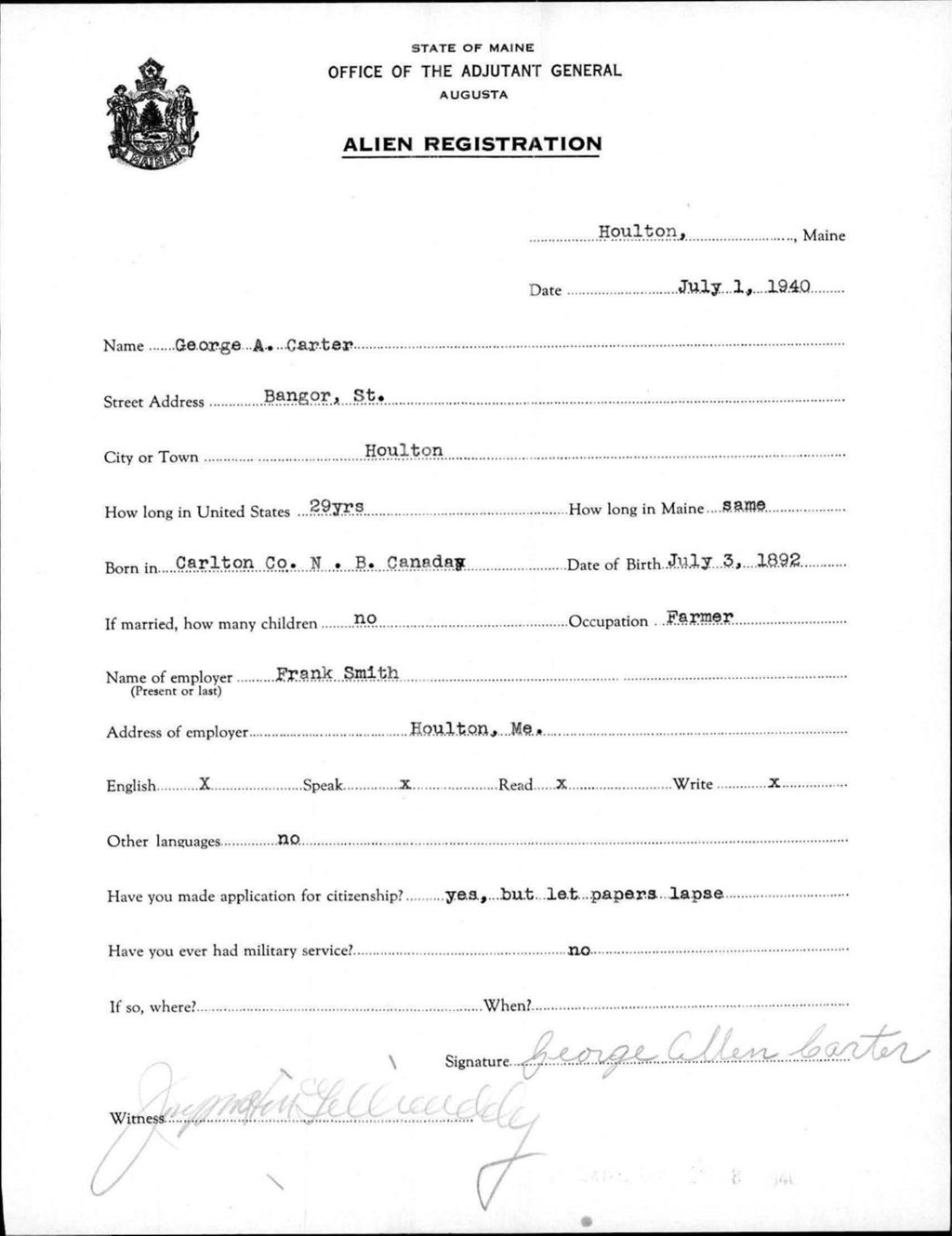 Alien Registration- Carter, George A. (Houlton, Aroostook County)