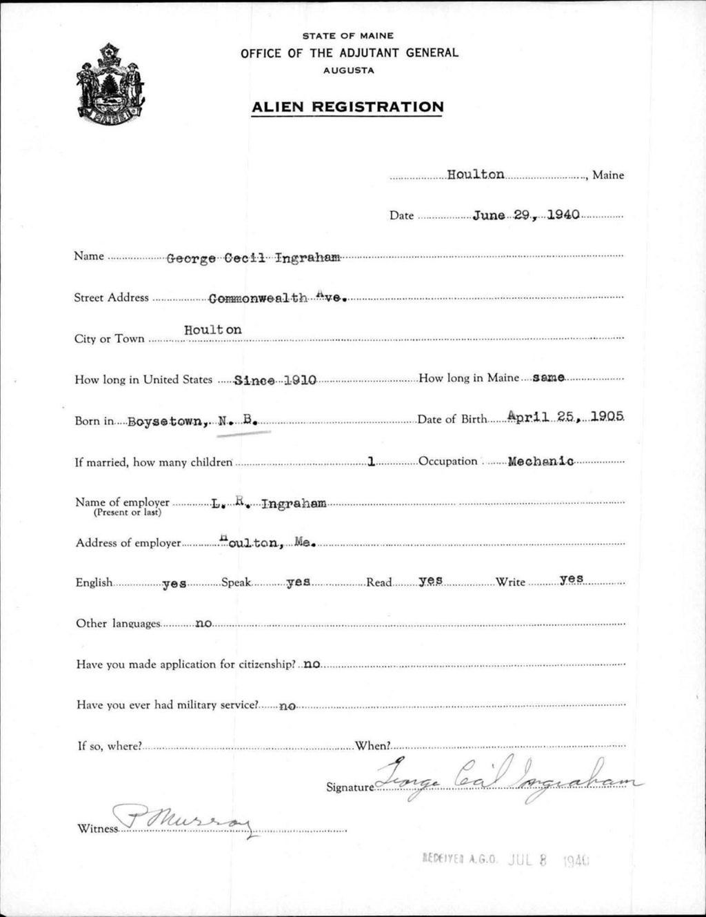 Alien Registration- Ingraham, George C. (Houlton, Aroostook County)