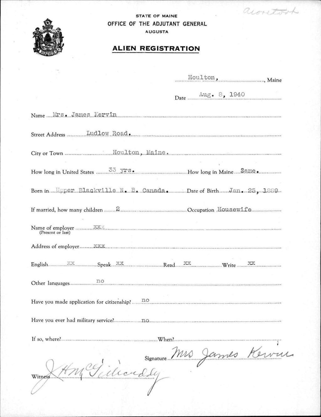 Alien Registration- Kervin, James (Houlton, Aroostook County)