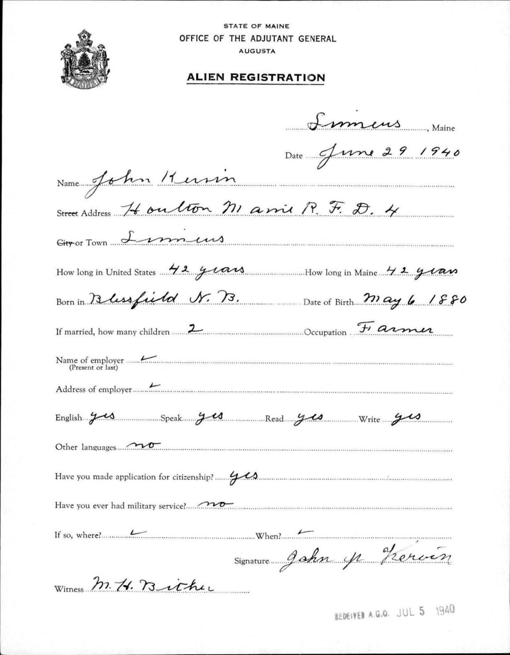 Alien Registration- Kerrin, John (Limestone, Aroostook County)