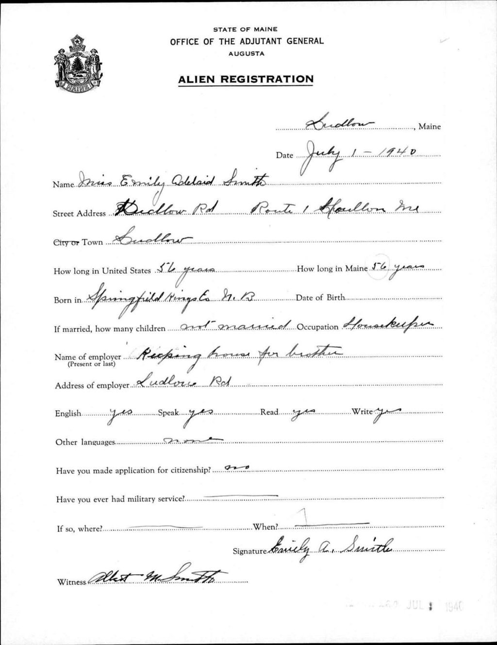 Alien Registration- Smith, Emily A. (Limestone, Aroostook County)