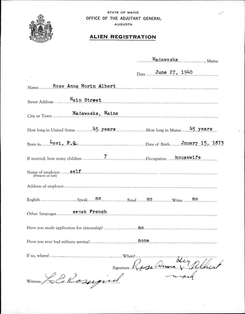 Alien Registration- Morin, Rose A. (Madawaska, Aroostook County)