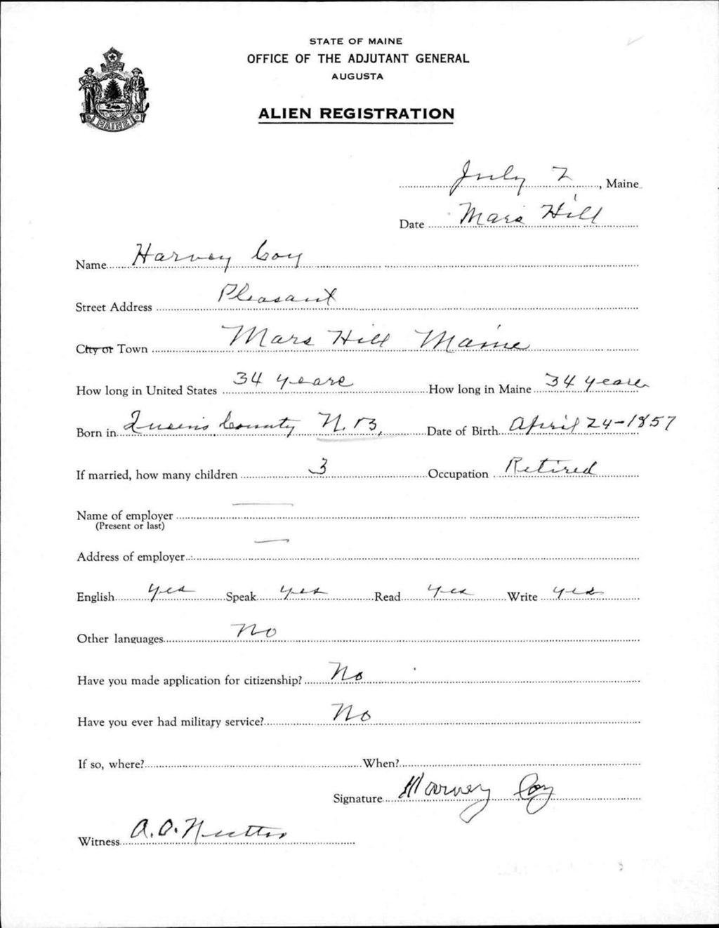 Alien Registration- Coy, Harvey (Mars Hill, Aroostook County)