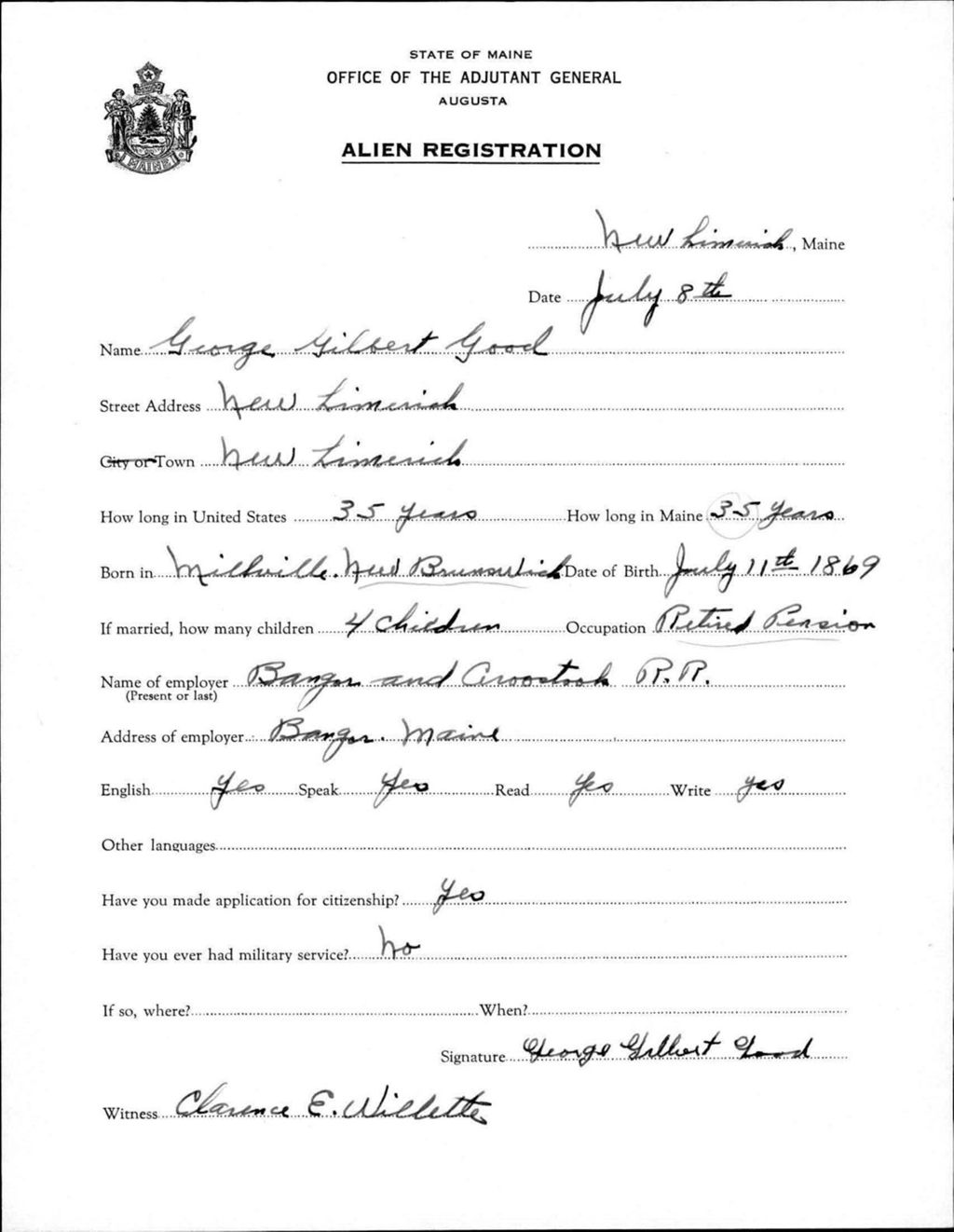 Alien Registration- Good, George G. (New Limerick, Aroostook County)