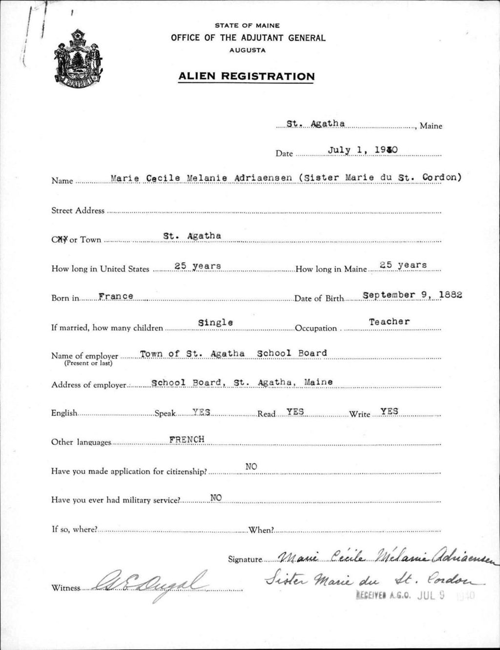 Alien Registration- Adriaensen, Marie Cecile M. (Saint Agatha, Aroostook County)