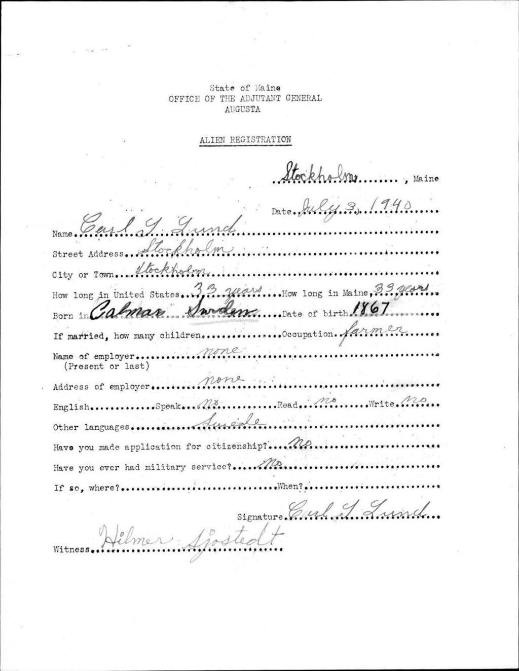 Alien Registration- Gund, Carl Y. (Saint Agatha, Aroostook County)
