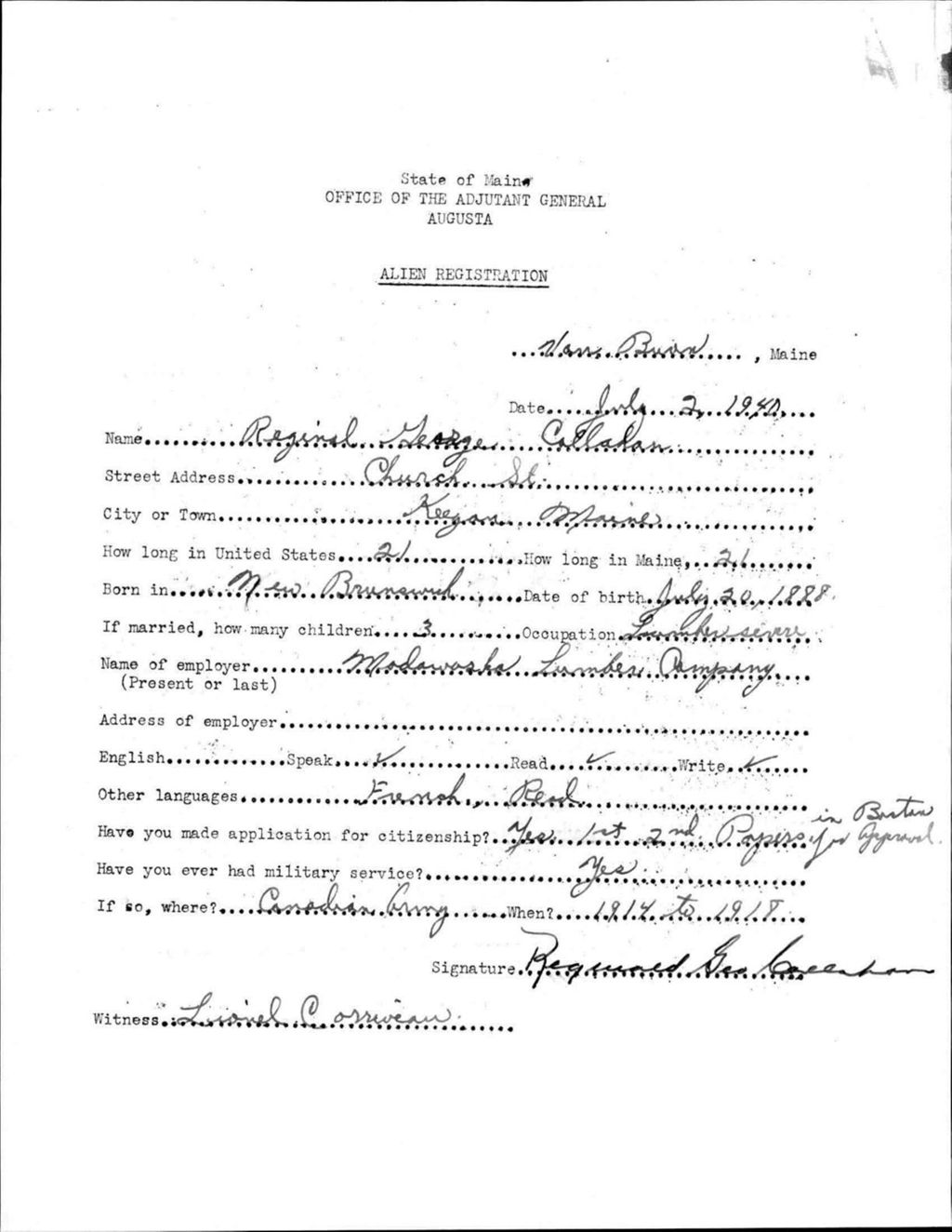 Alien Registration- Callahan, Reginald G. (Van Buren, Aroostook County)