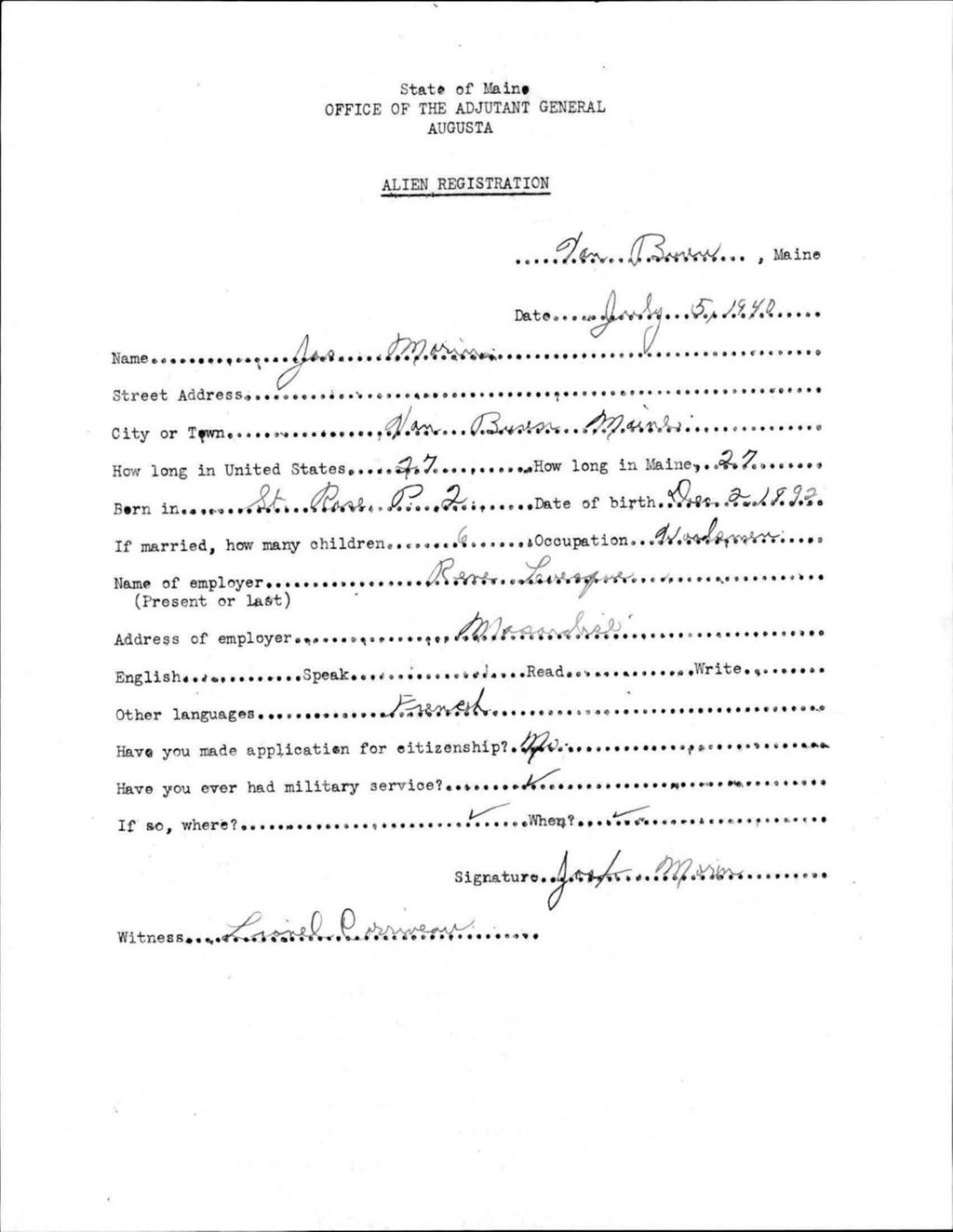 Alien Registration- Morin, Joseph (Van Buren, Aroostook County)