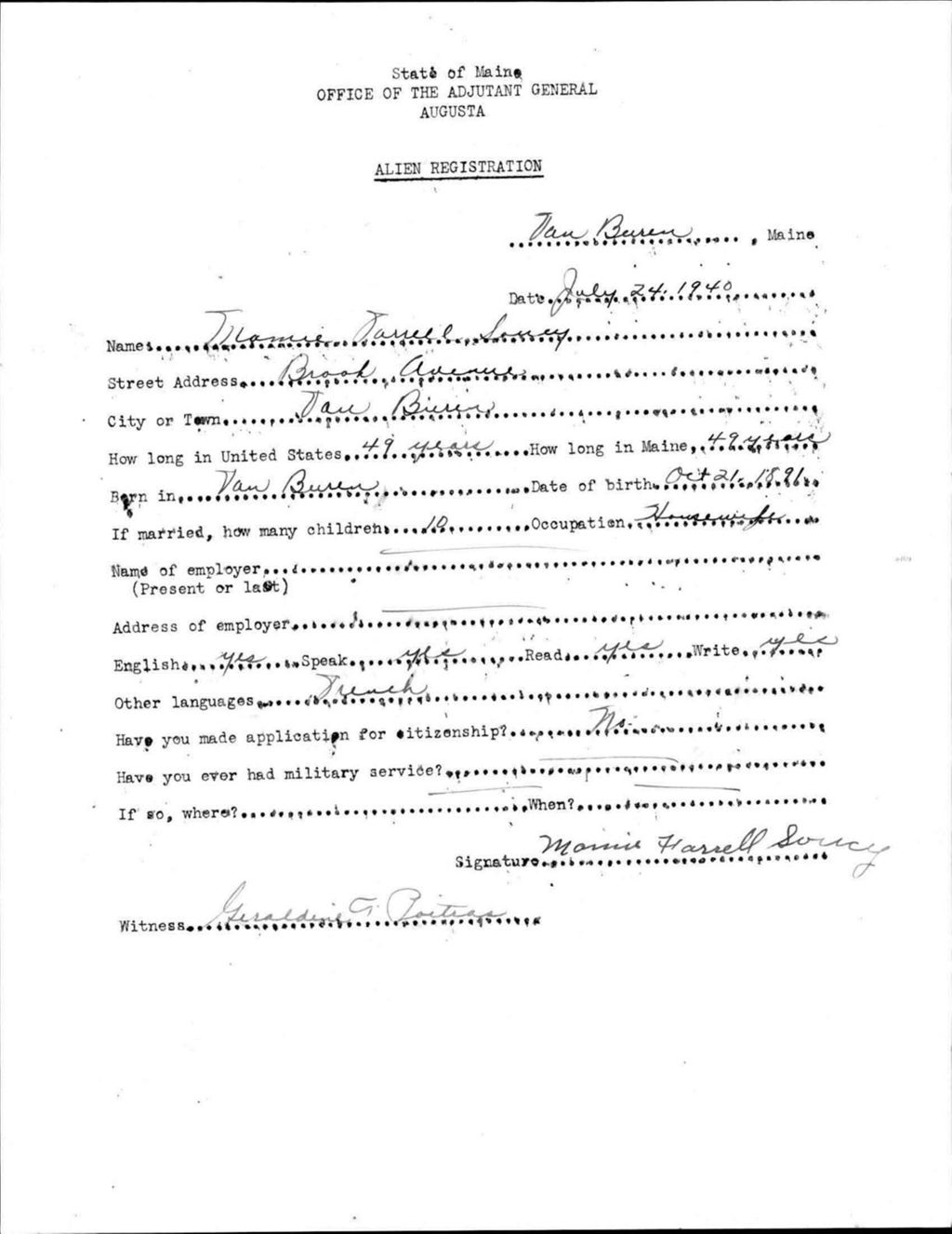Alien Registration- Farrell, Mamie (Van Buren, Aroostook County)