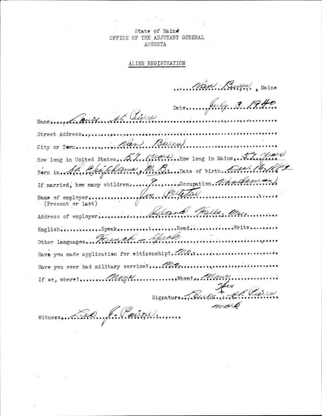 Alien Registration- St Pierre, Louis (Van Buren, Aroostook County)