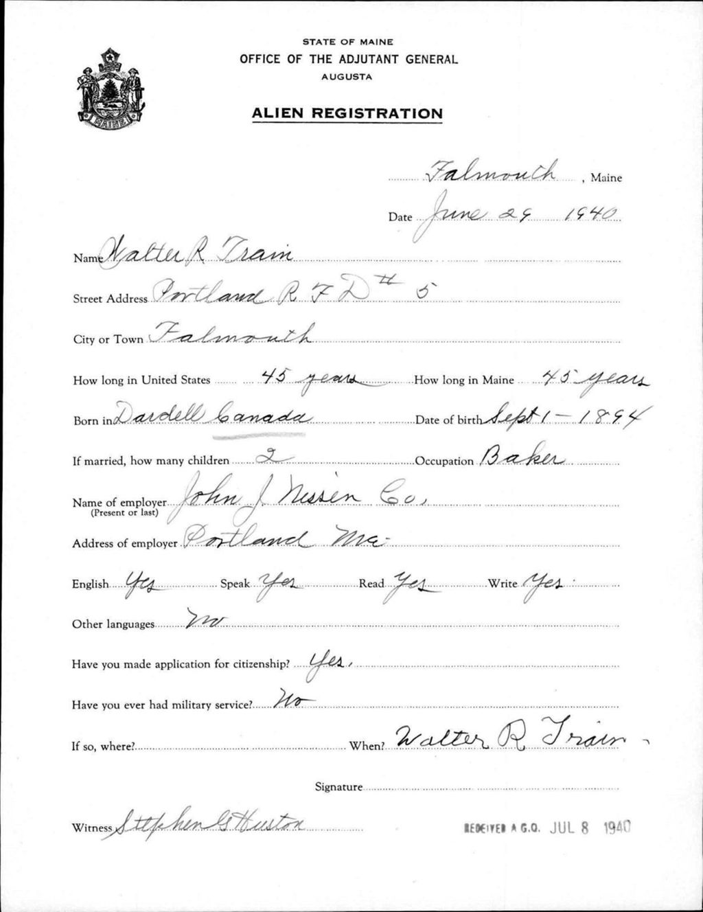 Alien Registration- Train, Walter R. (Baldwin, Cumberland County)