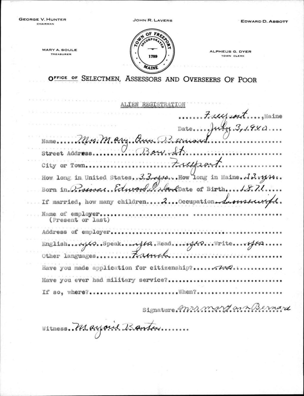Alien Registration- Bernard, Mary Ann (Baldwin, Cumberland County)