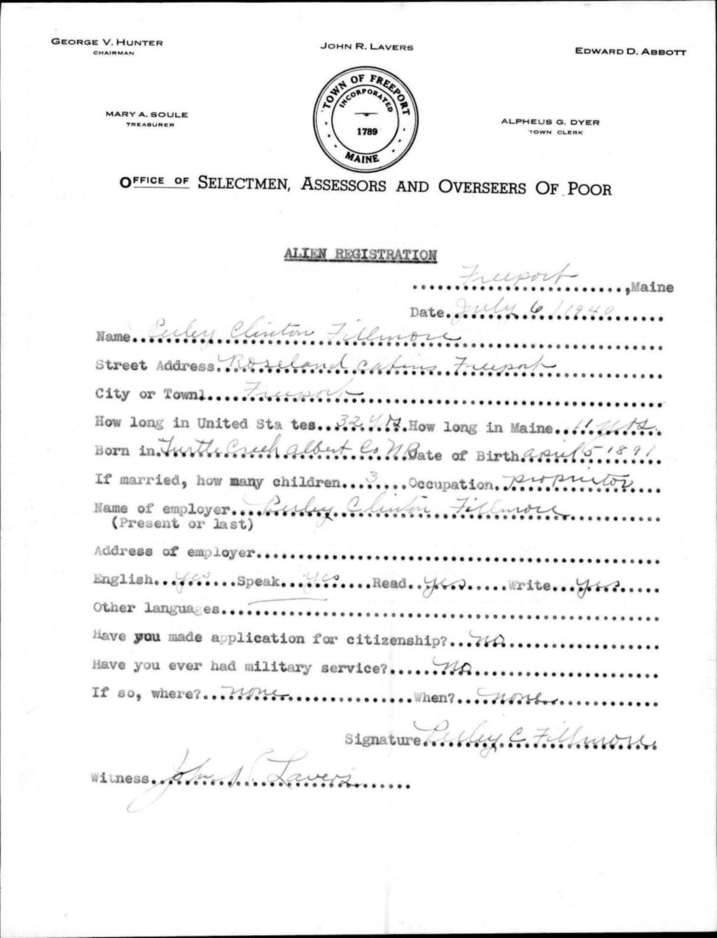 Alien Registration- Fillmore, Perley C. (Baldwin, Cumberland County)