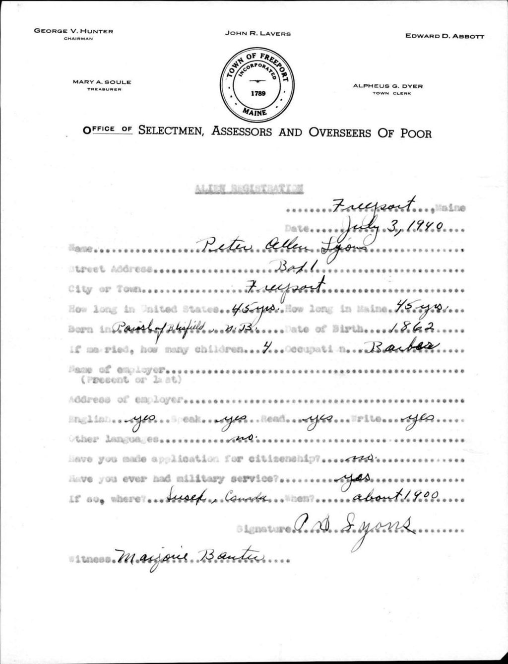Alien Registration- Lyons, Peter C. (Baldwin, Cumberland County)