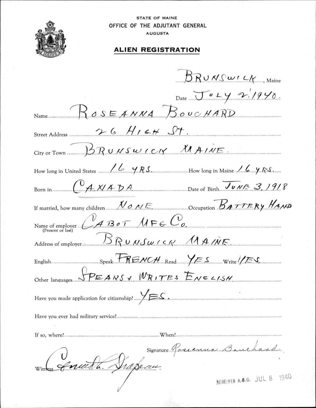 Alien Registration- Bouchard, Roseanna (Brunswick, Cumberland County)