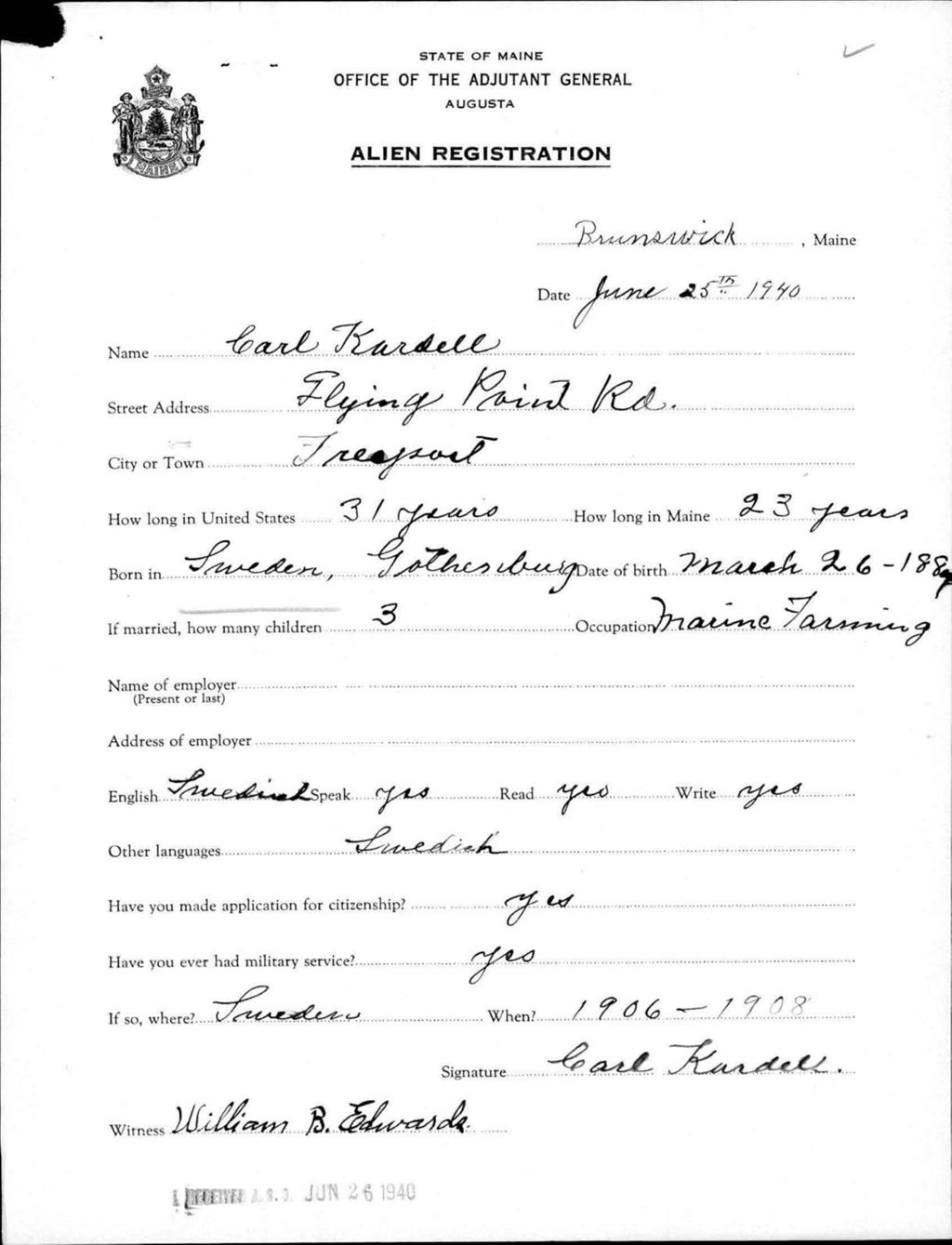 Alien Registration- Kardell, Carl (Brunswick, Cumberland County)