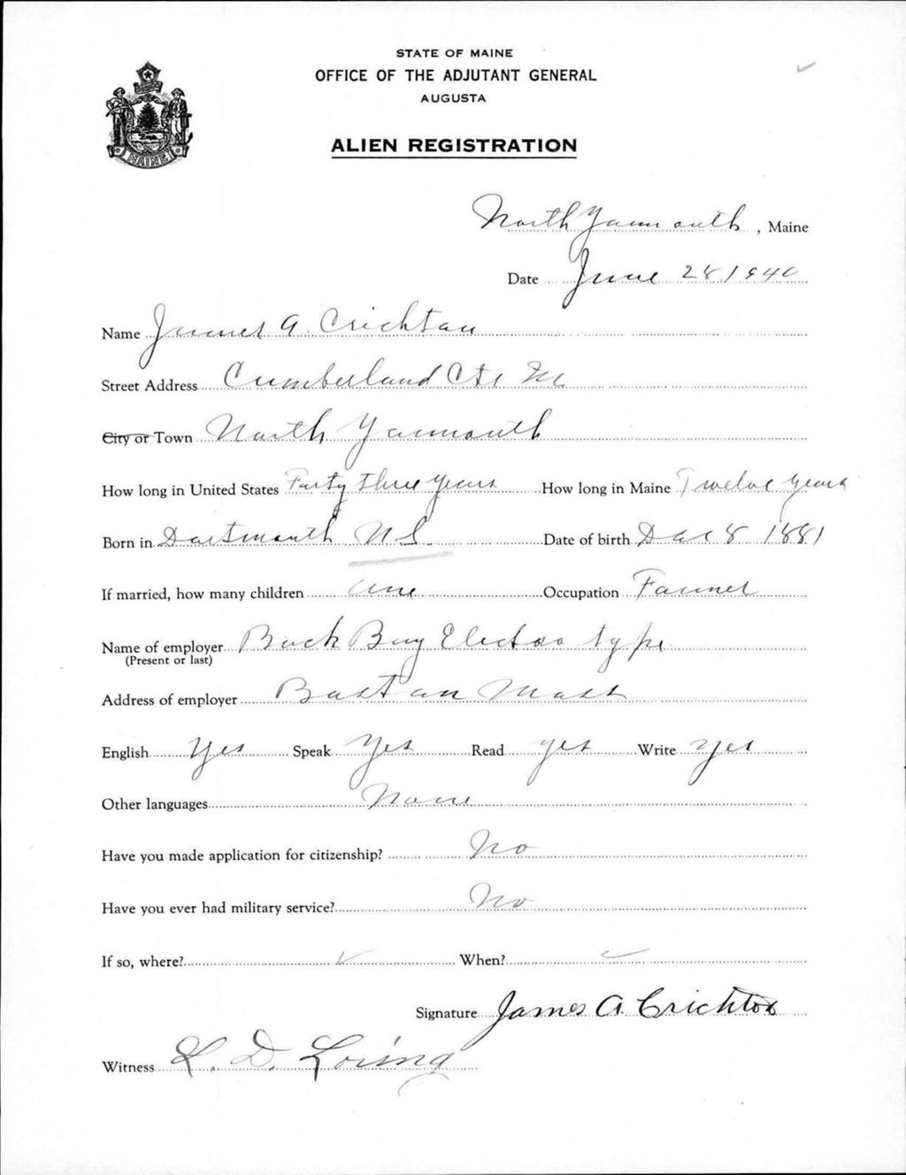 Alien Registration- Crichton, James A. (Gorham, Cumberland County)