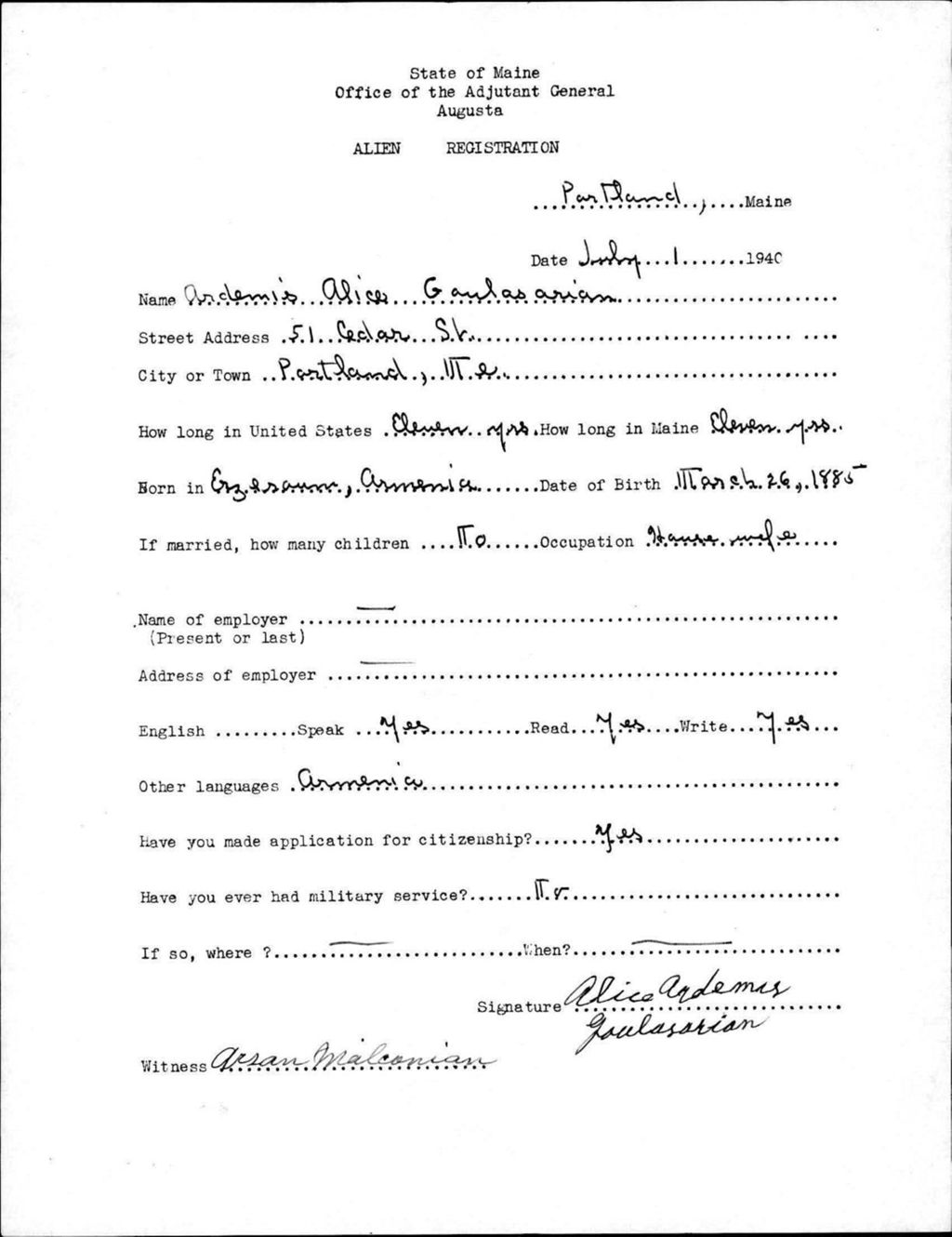 Alien Registration- Gaulasarian, Ardemis A. (Portland, Cumberland County)