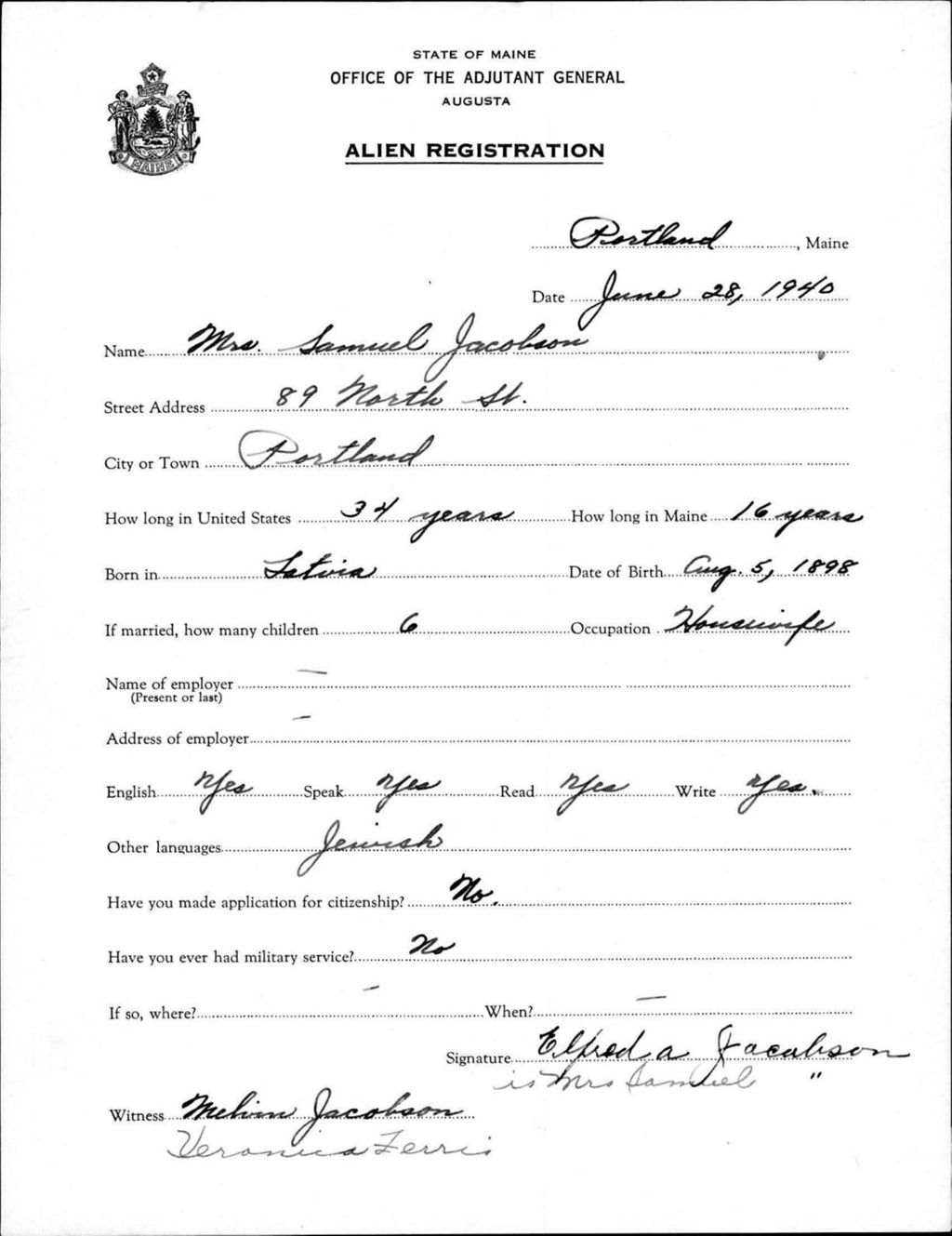 Alien Registration- Jacobson, Samuel (Portland, Cumberland County)