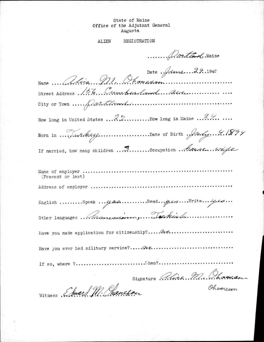 Alien Registration- Ohameson, Alice M. (Portland, Cumberland County)