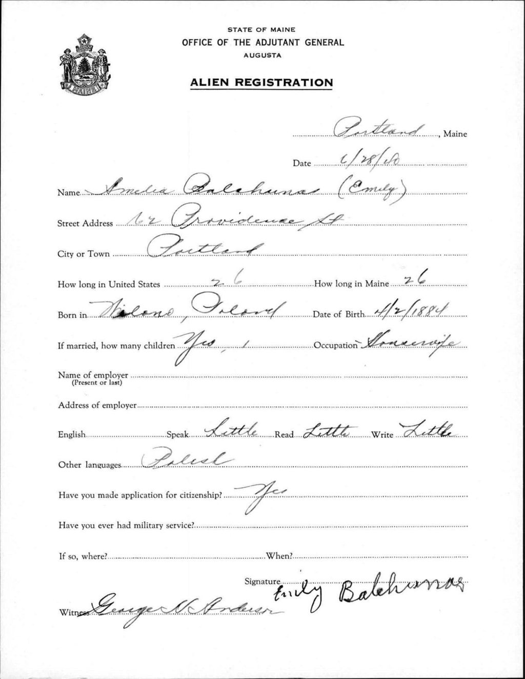 Alien Registration- Balehunas, Amelia (Portland, Cumberland County)