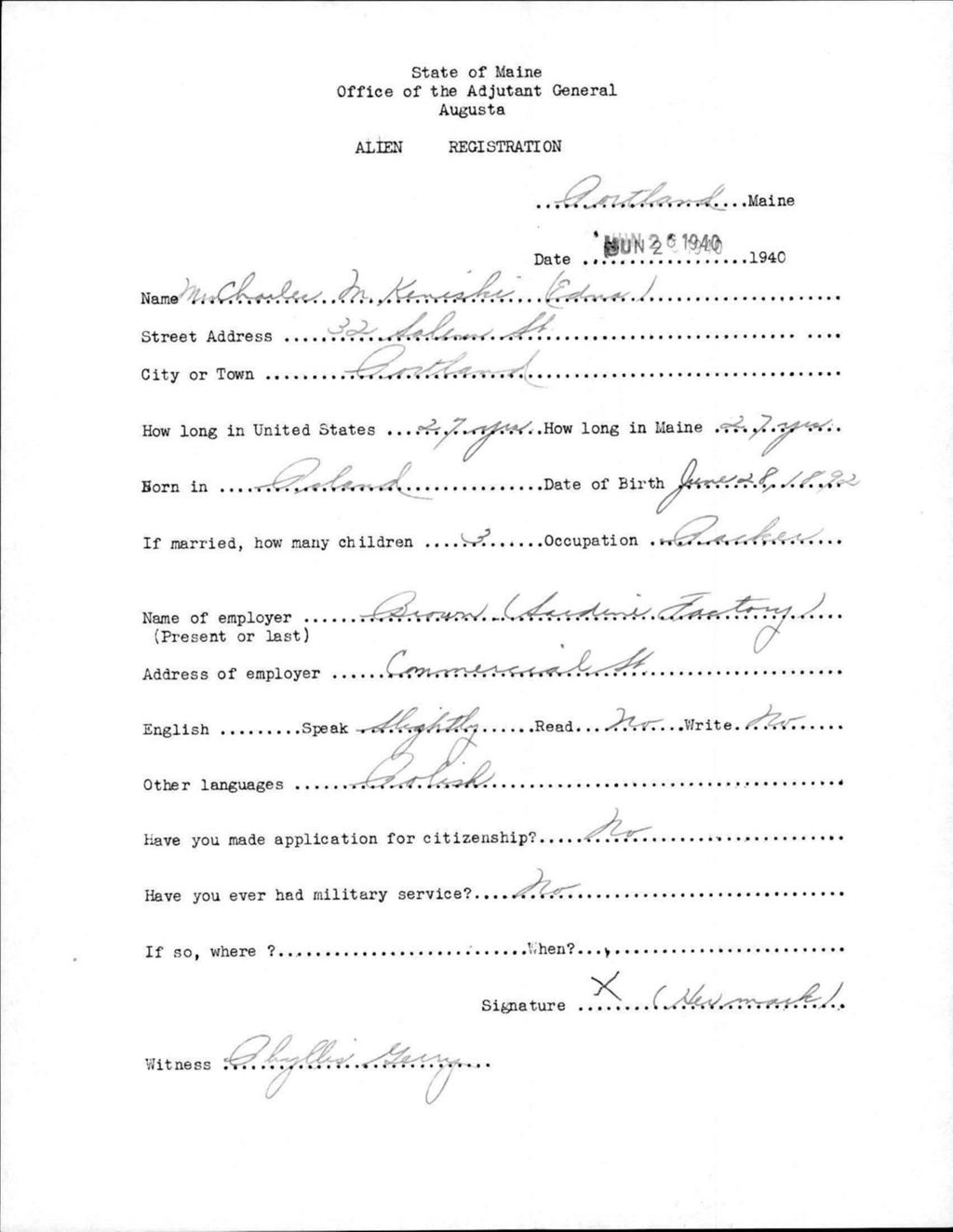 Alien Registration- Keniski, Edna (Portland, Cumberland County)
