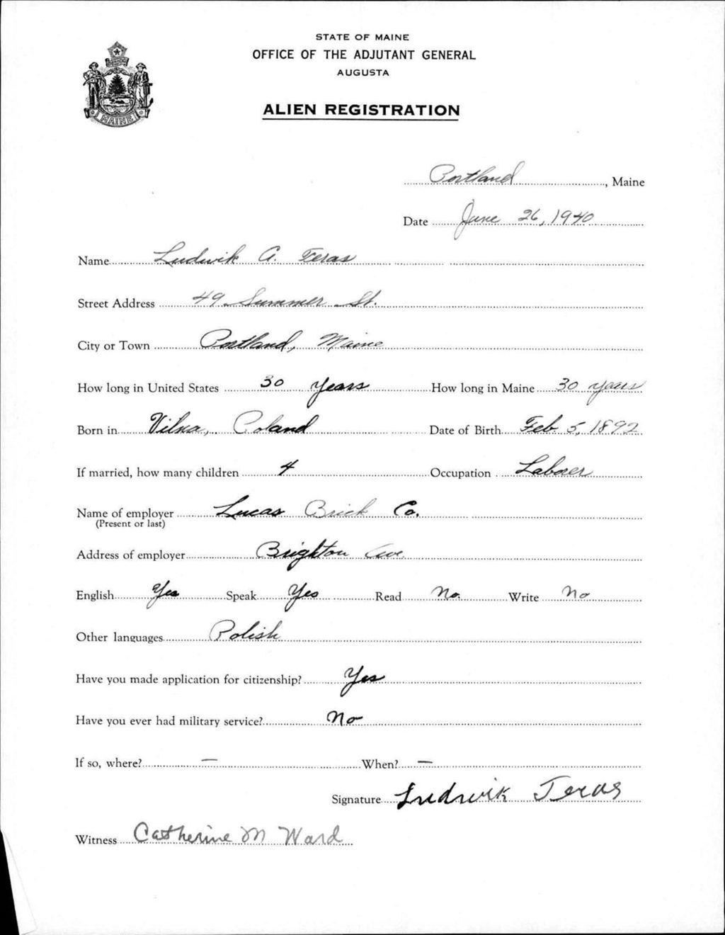 Alien Registration- Teras, Ludwick A. (Portland, Cumberland County)