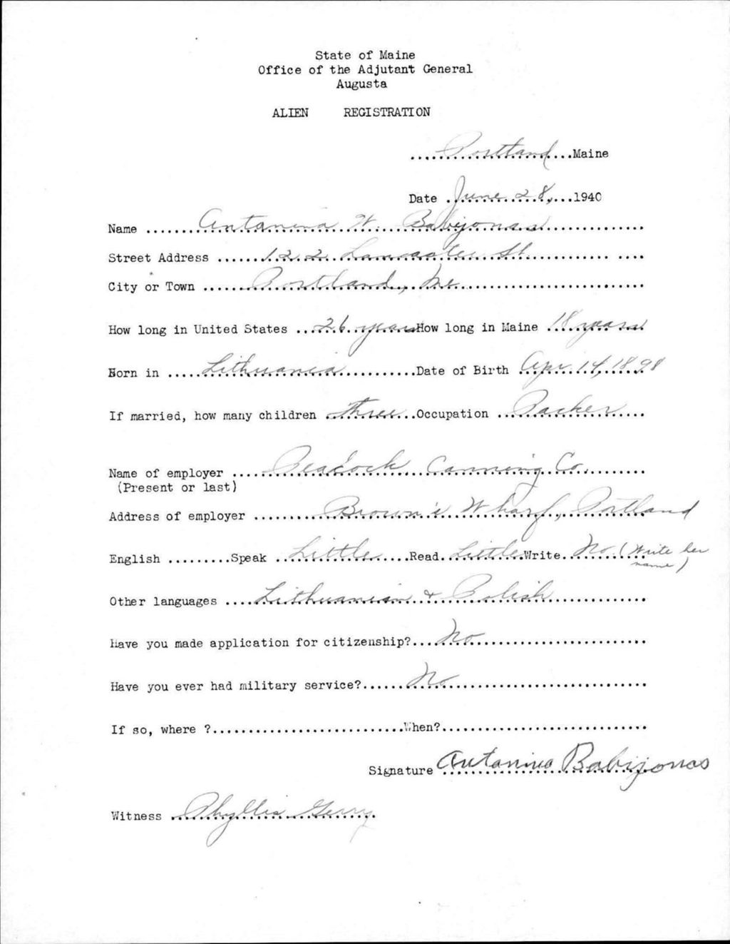 Alien Registration- Babyonas, Antonina W. (Portland, Cumberland County)