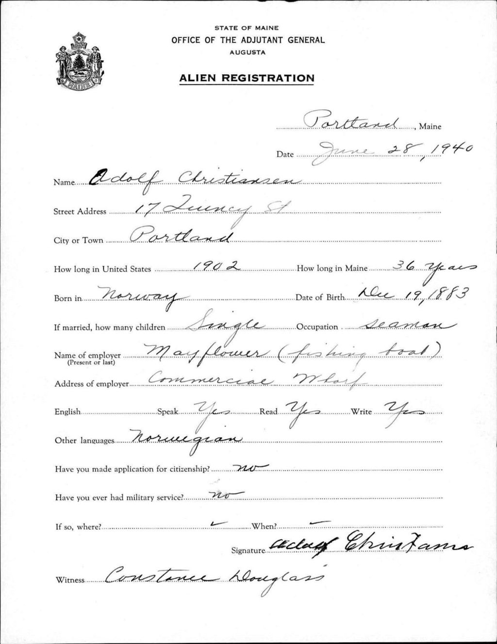Alien Registration- Christiansen, Adolf (Portland, Cumberland County)
