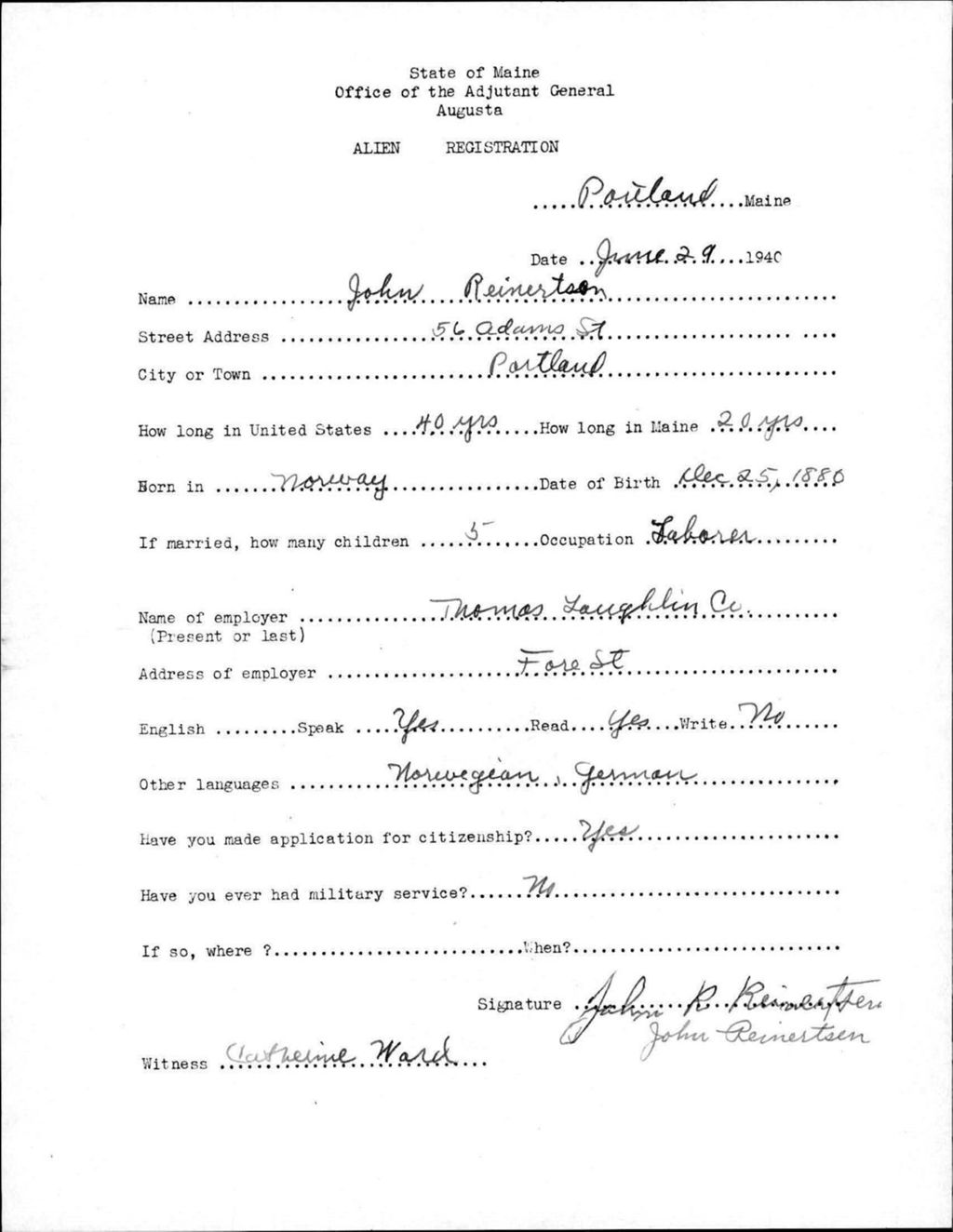 Alien Registration- Reinertson, John (Portland, Cumberland County)