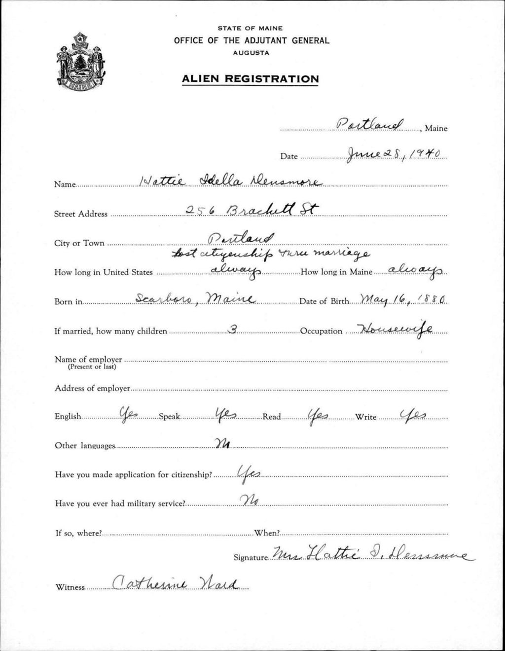 Alien Registration- Densmore, Hattie I. (Portland, Cumberland County)