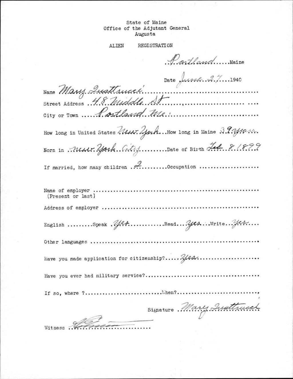 Alien Registration- Quattrucci, Mary (Portland, Cumberland County)