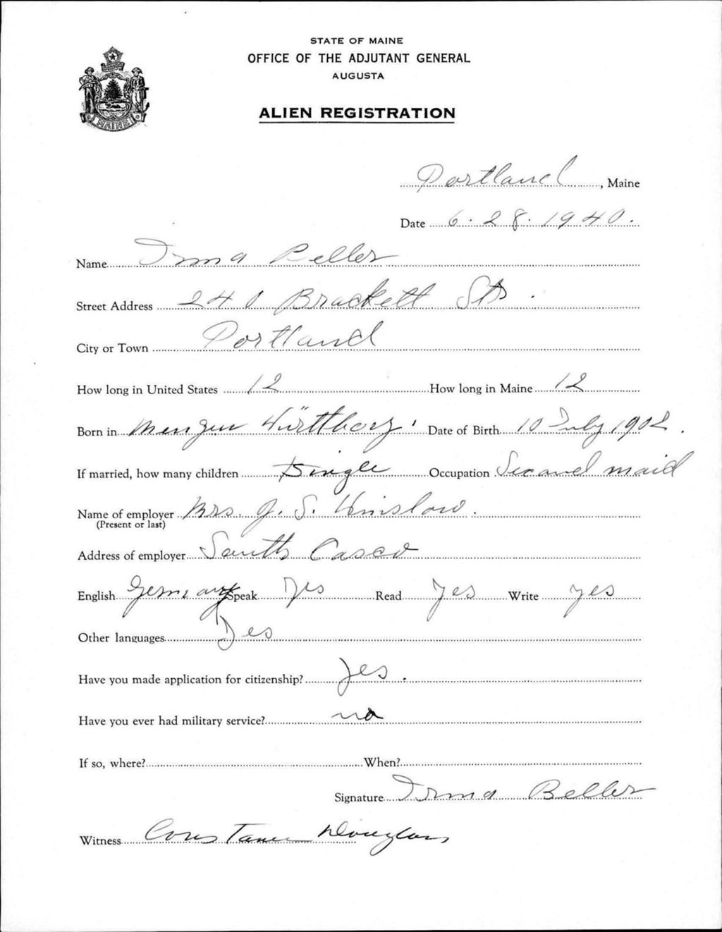 Alien Registration- Peller, Irma (Portland, Cumberland County)