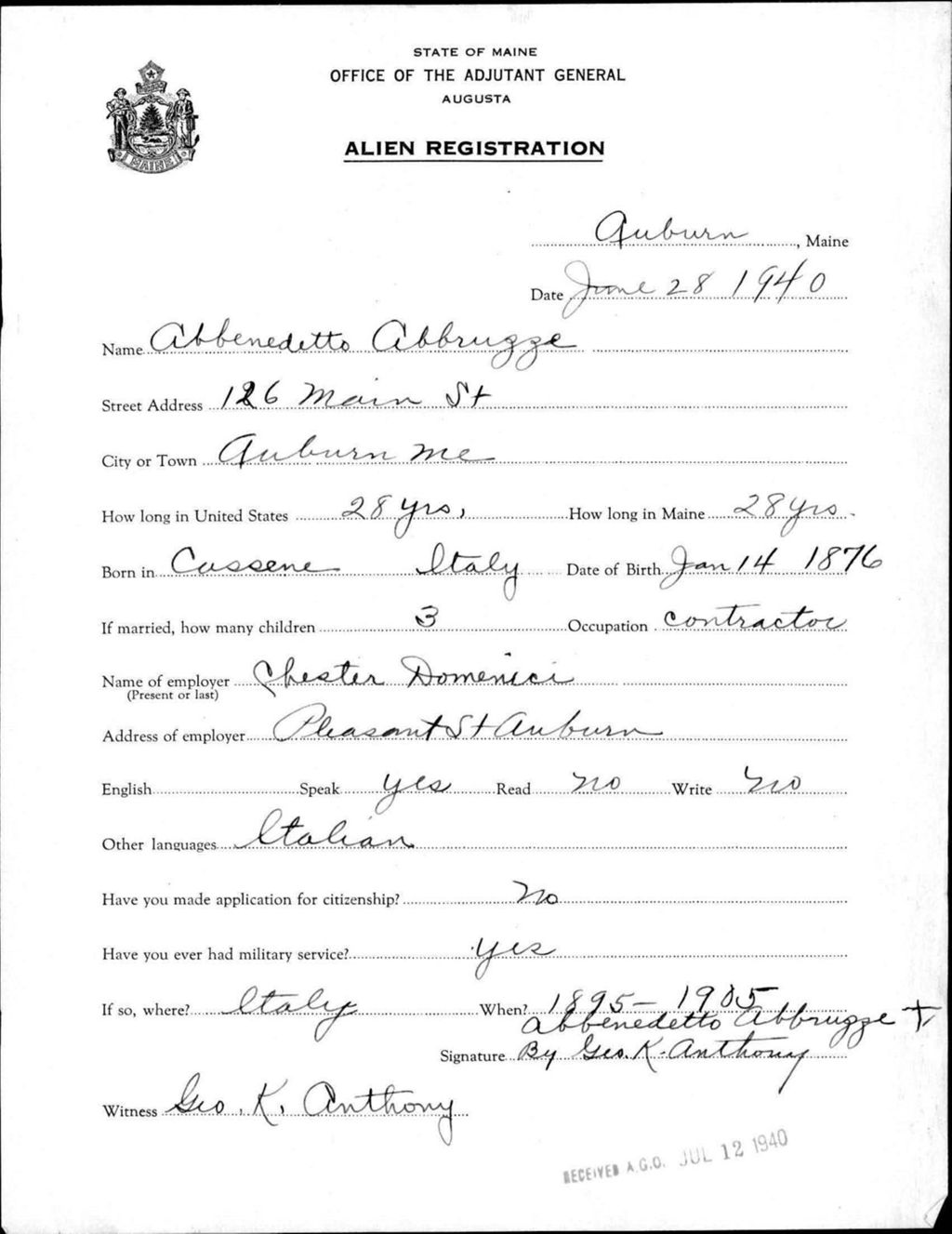 Alien Registration- Abbruzze, Abbenedetto (Auburn, Androscoggin County)