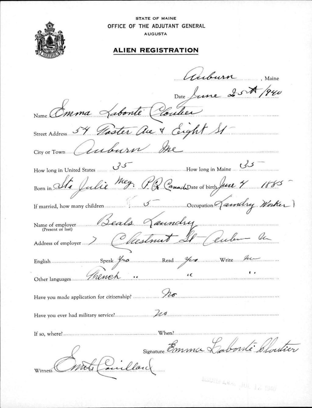 Alien Registration- Labonte, Emma (Auburn, Androscoggin County)