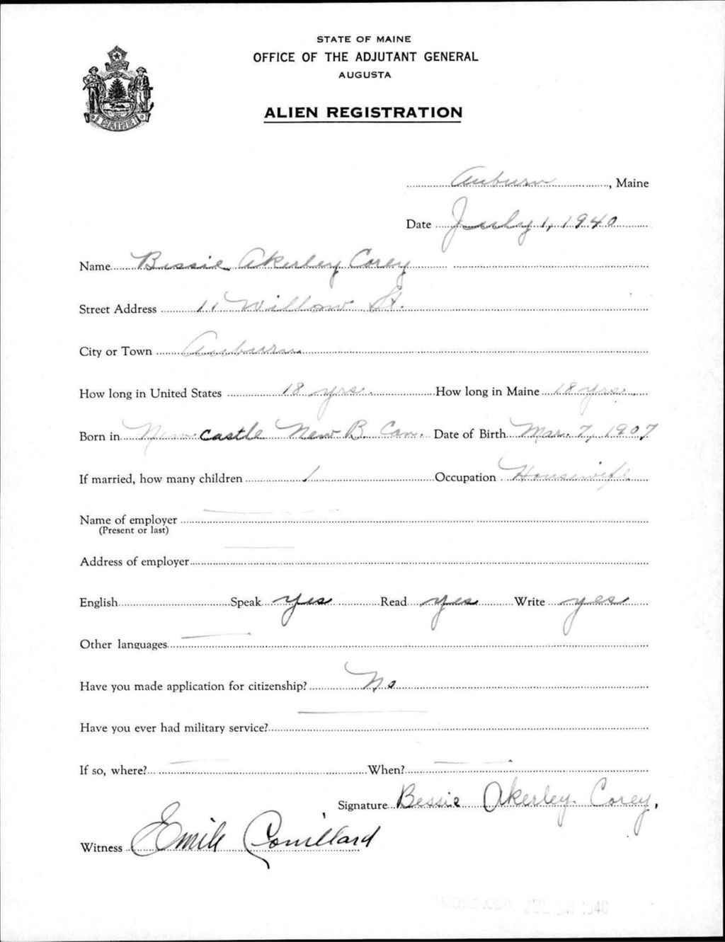 Alien Registration- Akerley, Bessie (Auburn, Androscoggin County)