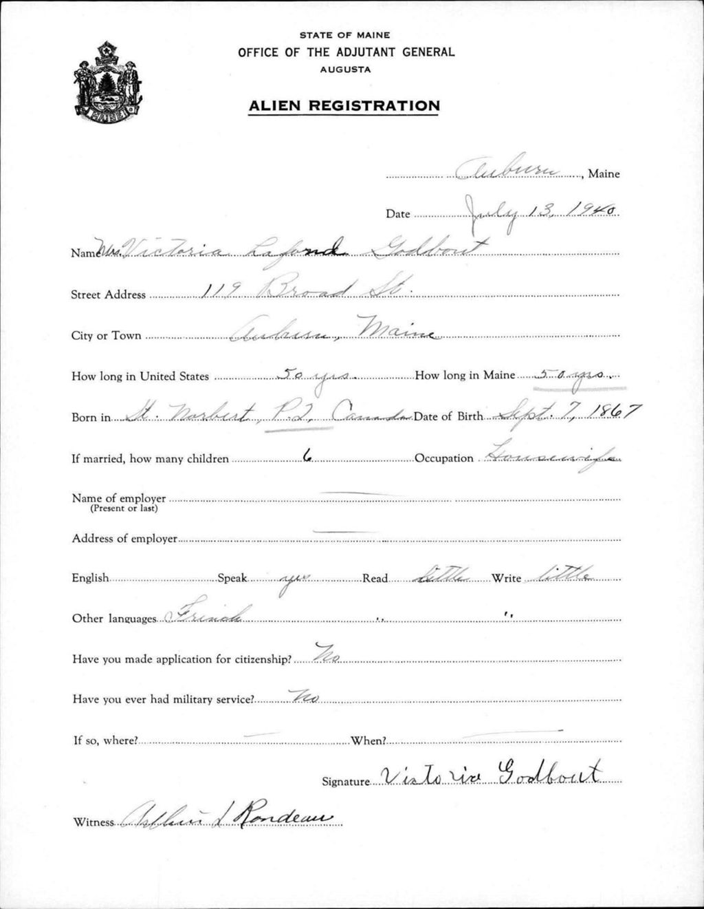 Alien Registration- Lafond, Victoria (Auburn, Androscoggin County)