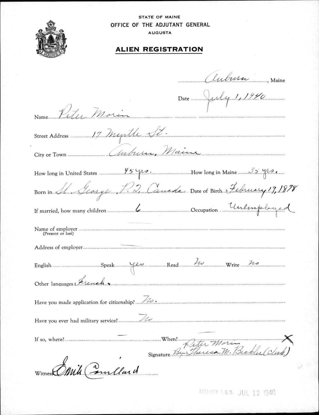 Alien Registration- Morin, Peter (Auburn, Androscoggin County)