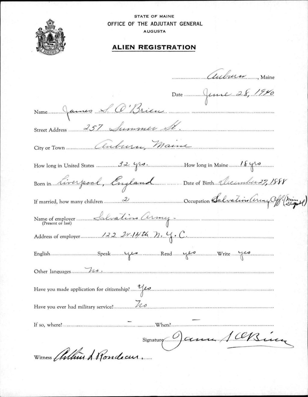 Alien Registration- Obrien, James S. (Auburn, Androscoggin County)