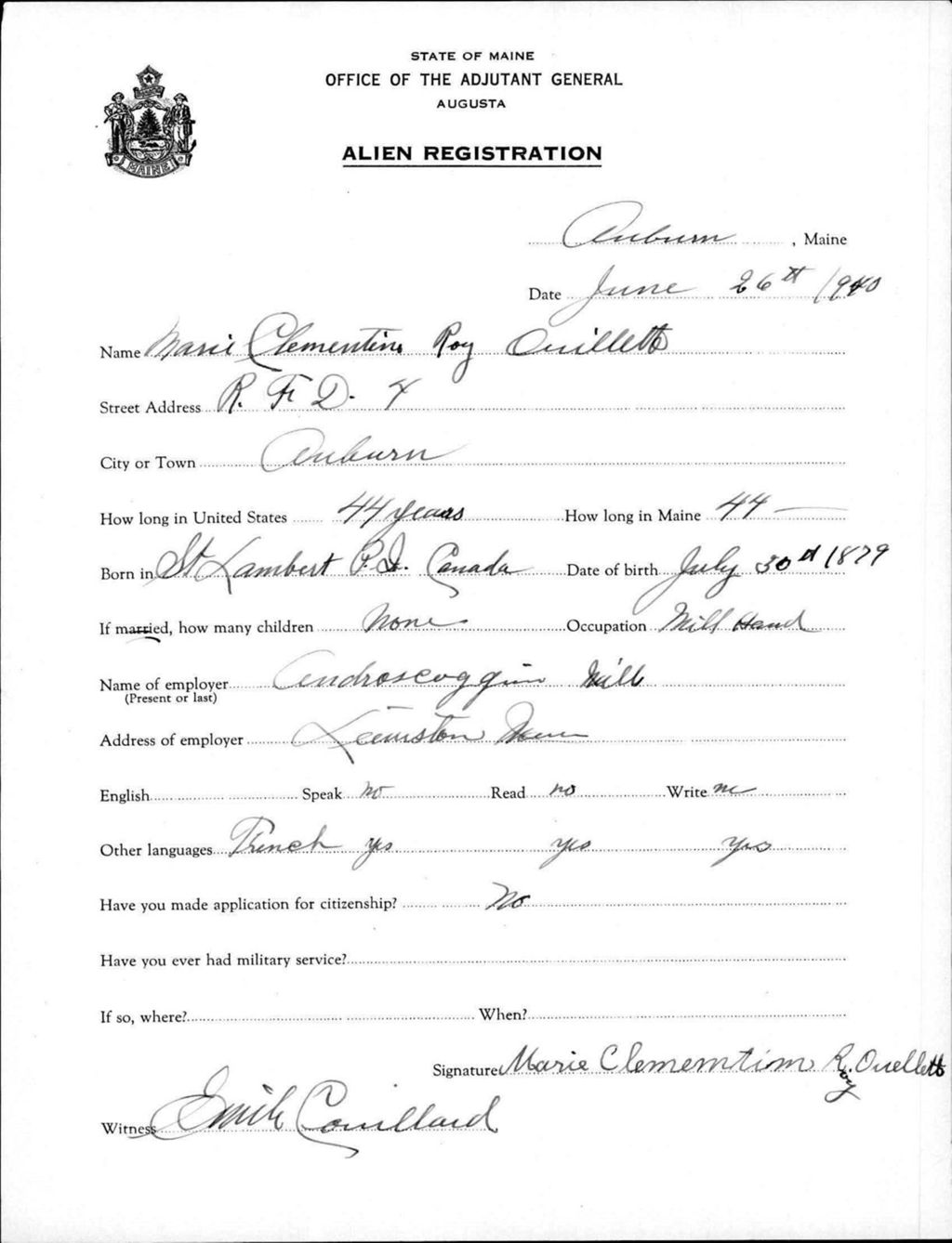 Alien Registration- Roy, Marie C. (Auburn, Androscoggin County)