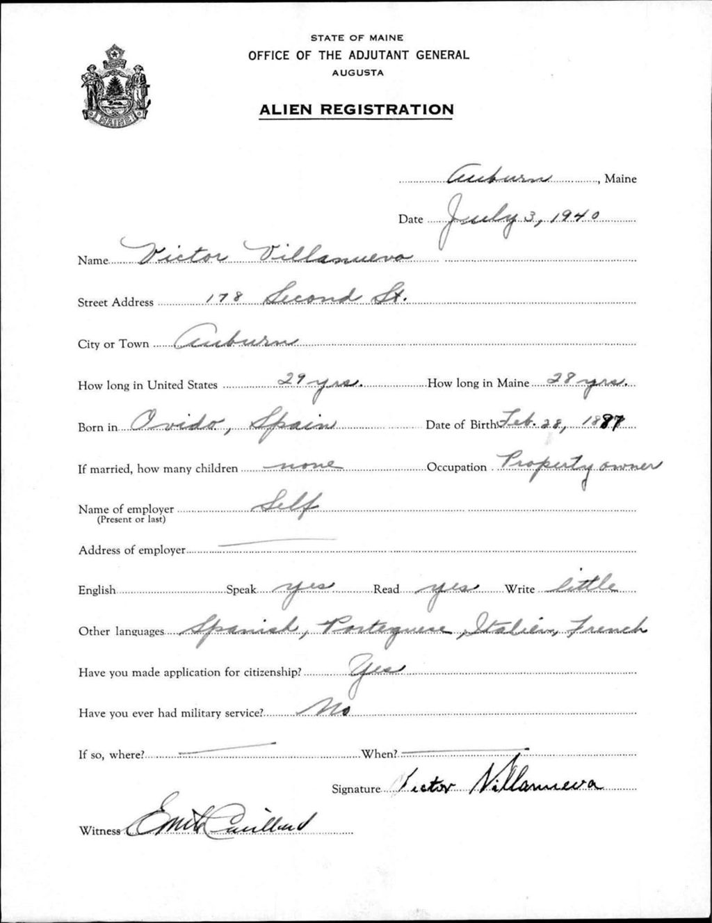 Alien Registration- Villanueva, Victor (Auburn, Androscoggin County)